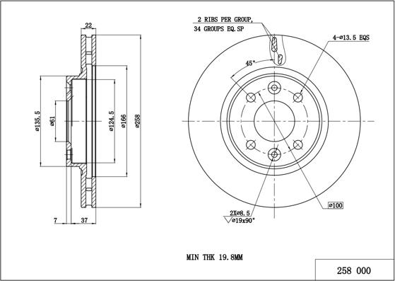 Hart 258 000 - Тормозной диск autospares.lv