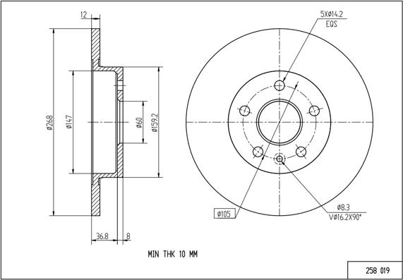 Hart 258 019 - Тормозной диск autospares.lv