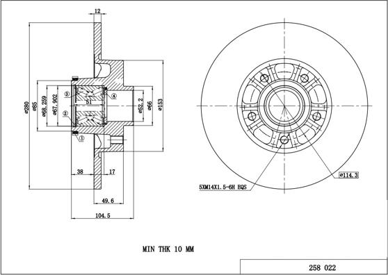 Hart 258 022 - Тормозной диск autospares.lv