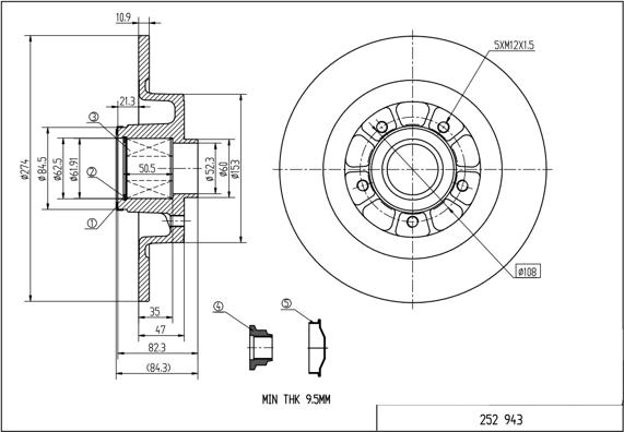 Hart 252 943 - Тормозной диск autospares.lv