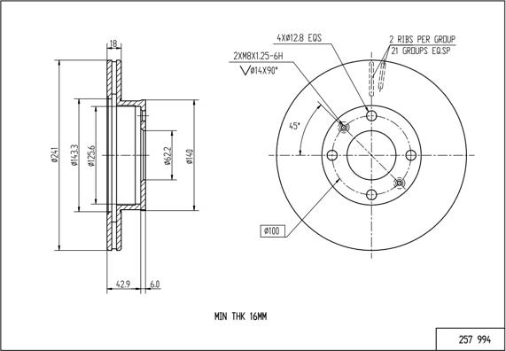 Hart 257 994 - Тормозной диск autospares.lv