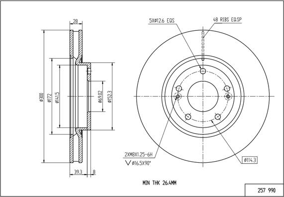 Hart 257 990 - Тормозной диск autospares.lv