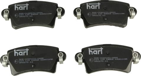 Hart 219 115 - Тормозные колодки, дисковые, комплект autospares.lv