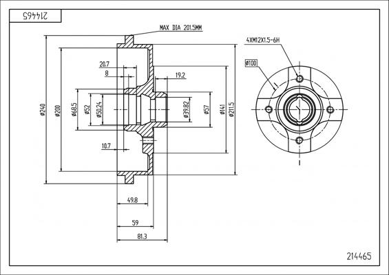 Hart 214 465 - Тормозной барабан autospares.lv