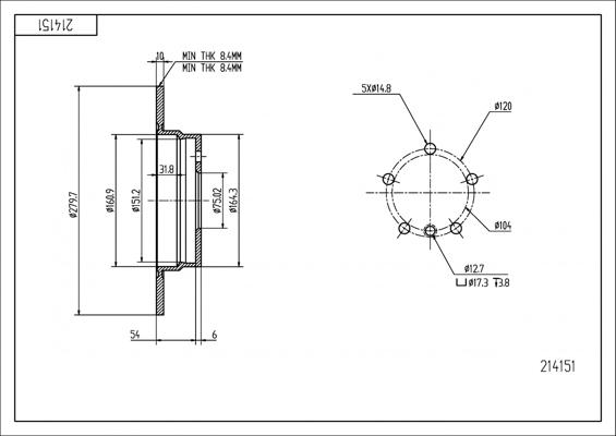 Hart 214 151 - Тормозной диск autospares.lv