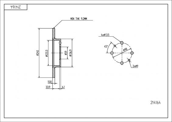 Hart 214 164 - Тормозной диск autospares.lv