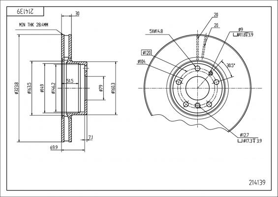 Hart 214 139 - Тормозной диск autospares.lv