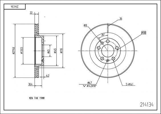 Hart 214 134 - Тормозной диск autospares.lv