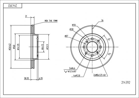 Hart 214 392 - Тормозной диск autospares.lv