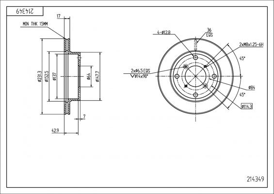 Hart 214 349 - Тормозной диск autospares.lv