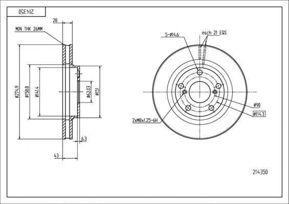 Hart 214 350 - Тормозной диск autospares.lv