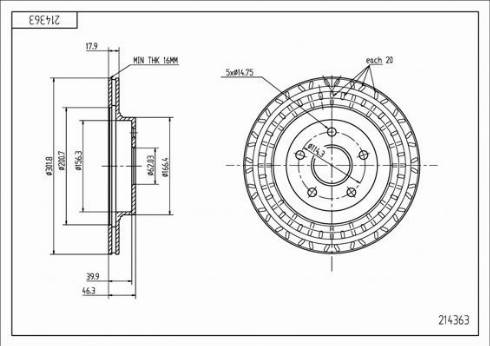 Hart 214 363 - Тормозной диск autospares.lv