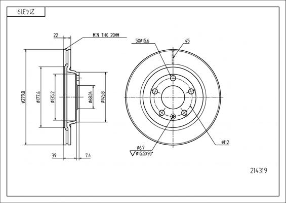 Hart 214 319 - Тормозной диск autospares.lv