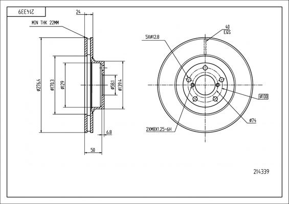 Hart 214 339 - Тормозной диск autospares.lv