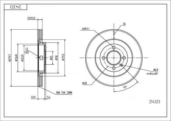 Hart 214 323 - Тормозной диск autospares.lv