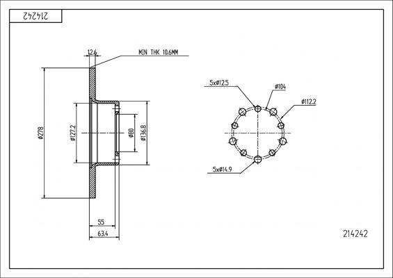 Hart 214 242 - Тормозной диск autospares.lv