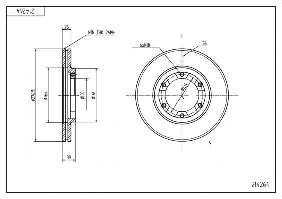 Hart 214 264 - Тормозной диск autospares.lv