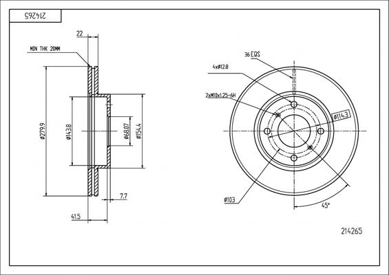 Hart 214 265 - Тормозной диск autospares.lv