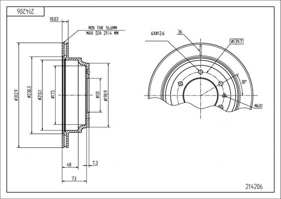 Hart 214 206 - Тормозной диск autospares.lv