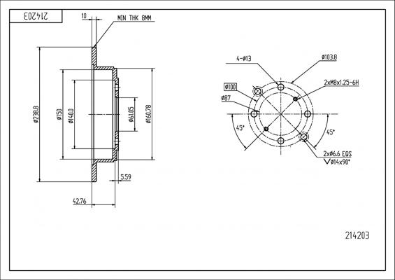 Hart 214 203 - Тормозной диск autospares.lv