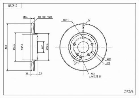 Hart 214 238 - Тормозной диск autospares.lv