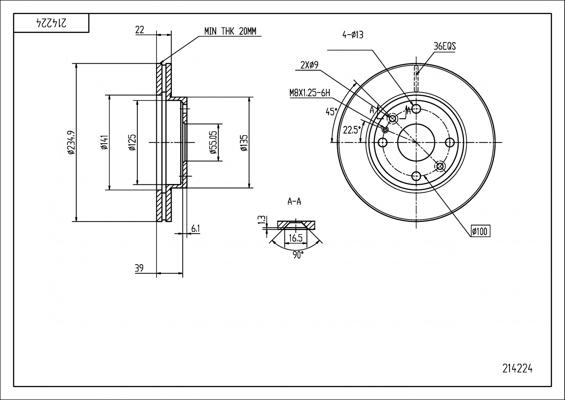 Hart 214 224 - Тормозной диск autospares.lv