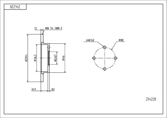 Hart 214 220 - Тормозной диск autospares.lv