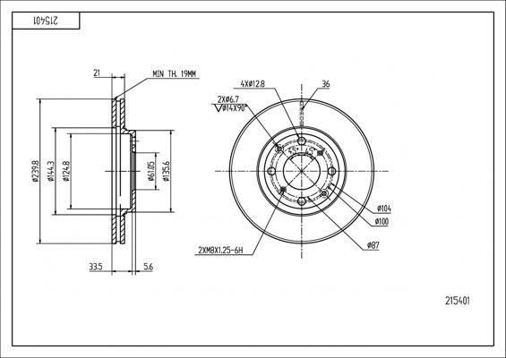 Hart 215 401 - Тормозной диск autospares.lv