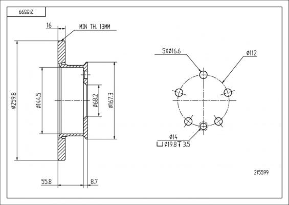 Hart 215 599 - Тормозной диск autospares.lv