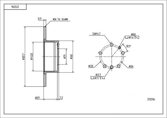 Hart 215 596 - Тормозной диск autospares.lv