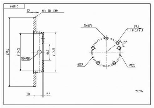 Hart 215 592 - Тормозной диск autospares.lv