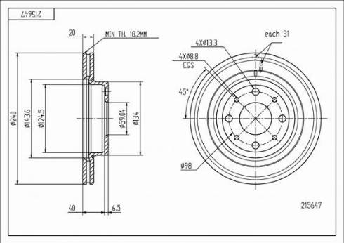 Hart 215 647 - Тормозной диск autospares.lv