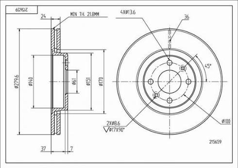 Hart 215 659 - Тормозной диск autospares.lv