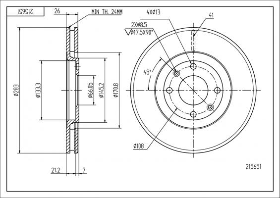 Hart 215 651 - Тормозной диск autospares.lv