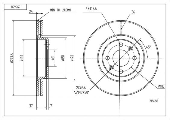 Hart 215 658 - Тормозной диск autospares.lv