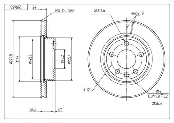 Hart 215 653 - Тормозной диск autospares.lv