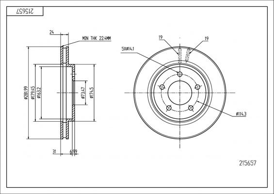 Hart 215 657 - Тормозной диск autospares.lv