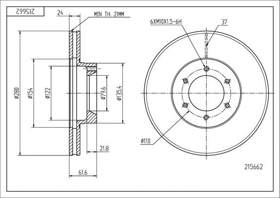 Hart 215 662 - Тормозной диск autospares.lv