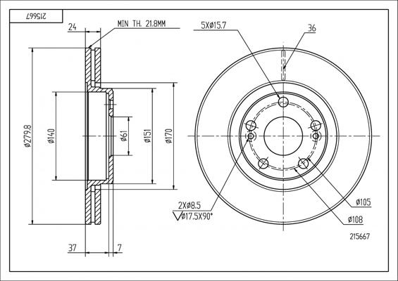 Hart 215 667 - Тормозной диск autospares.lv