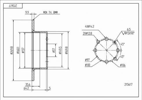 Hart 215 617 - Тормозной диск autospares.lv