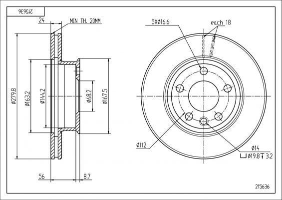 Hart 215 636 - Тормозной диск autospares.lv