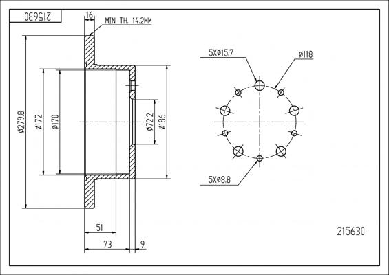 Hart 215 630 - Тормозной диск autospares.lv