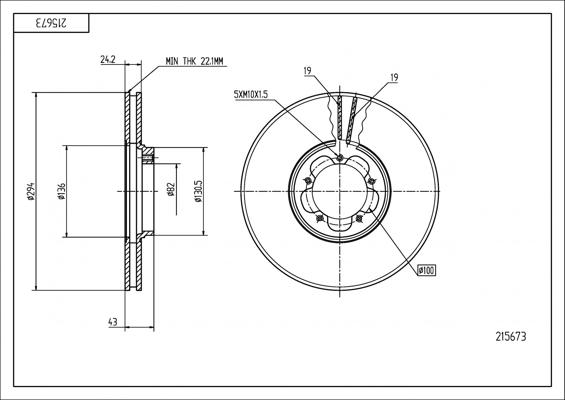 Hart 215 673 - Тормозной диск autospares.lv