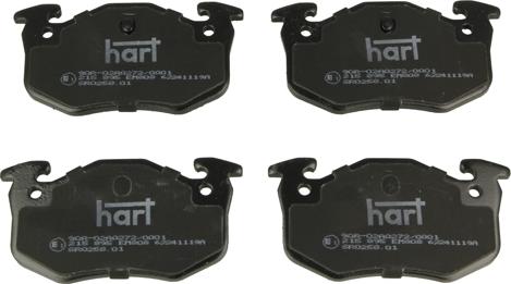 Hart 215 895 - Тормозные колодки, дисковые, комплект autospares.lv