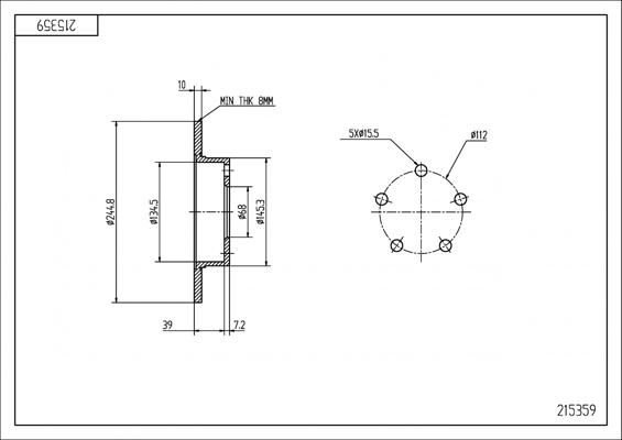 Hart 215 359 - Тормозной диск autospares.lv