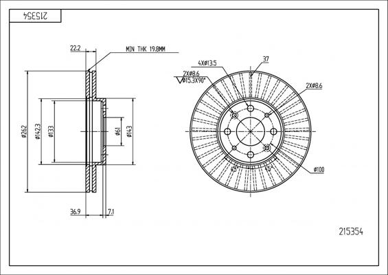 Hart 215 354 - Тормозной диск autospares.lv