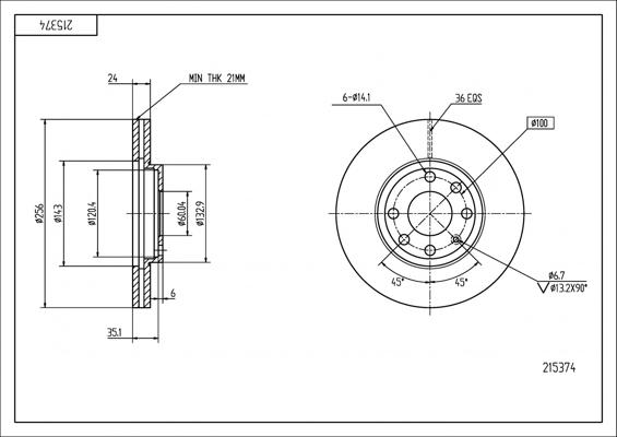 Hart 215 374 - Тормозной диск autospares.lv