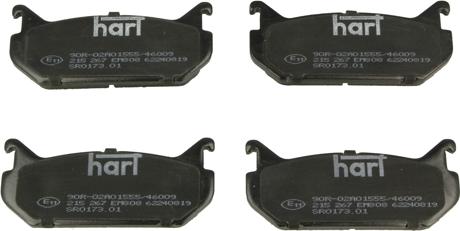 Hart 215 267 - Тормозные колодки, дисковые, комплект autospares.lv