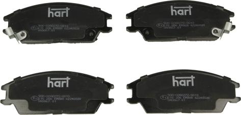 Hart 215 206 - Тормозные колодки, дисковые, комплект autospares.lv