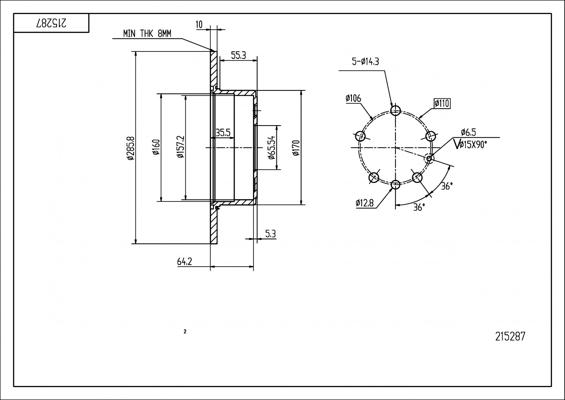 Hart 215 287 - Тормозной диск autospares.lv